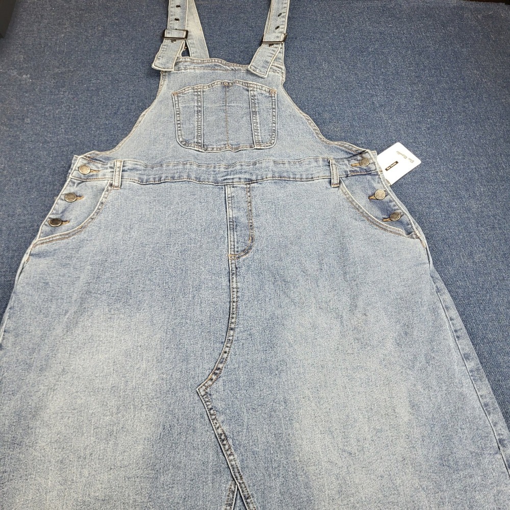 Blue Republic Light Wash Denim Overall Maxi Dress Plus Size 2XL Frayed Hem NWT